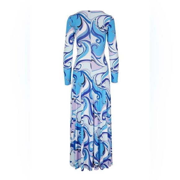 L'AGENCE Nolita Twist Front Maxi Dress Medium Provence Blue NWT XS - Picture 3 of 7